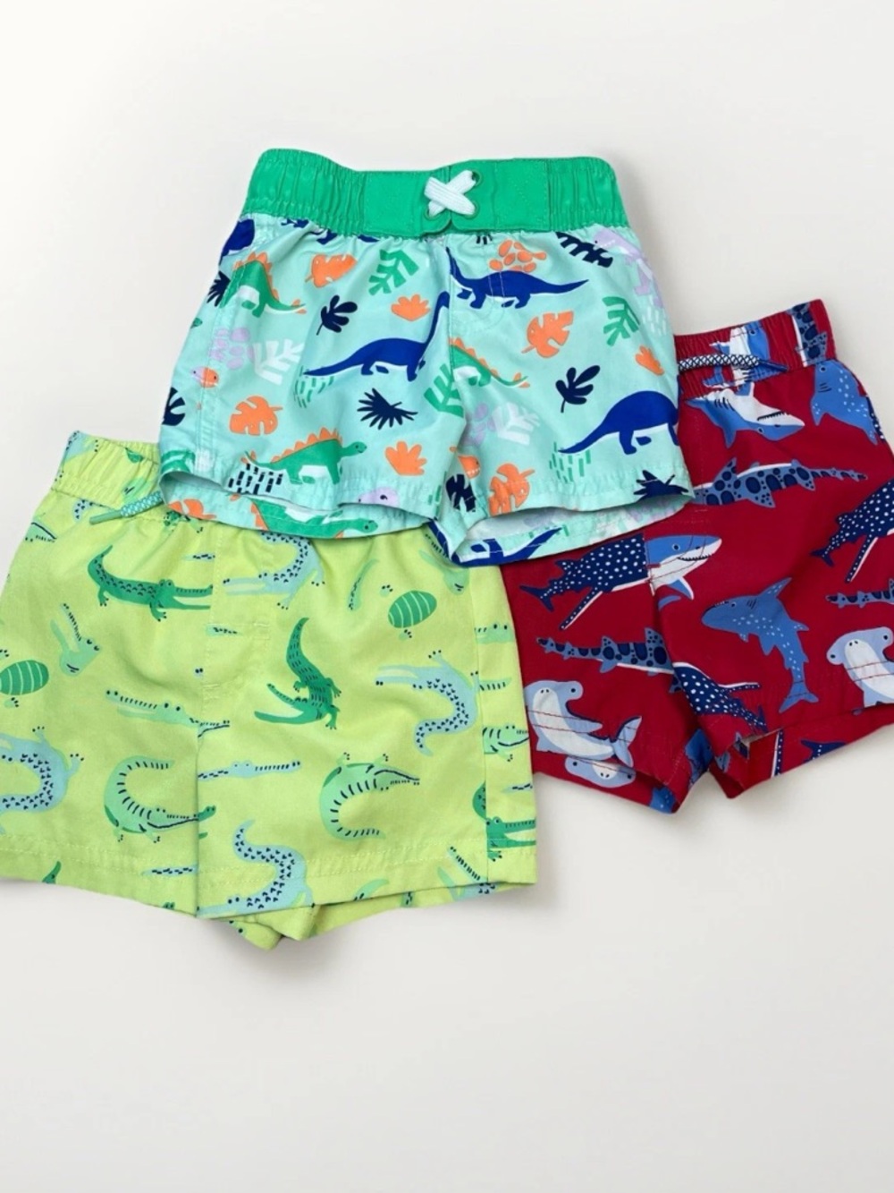 Lot Of 3 Baby/Toddler Swim Trunks 12M Boys Lined Shorts Cat & Jack Wonder Nation